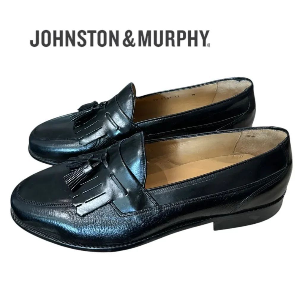 New Johnston & Murphy Cellini Men's Detente Black Loafers Dress Shoes 12 12W